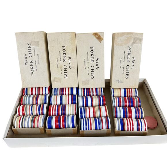 Vintage 1937 Rummy Royal Michigan Game Plastic Table Size Game Sheet Poker Chips - Picture 4 of 7